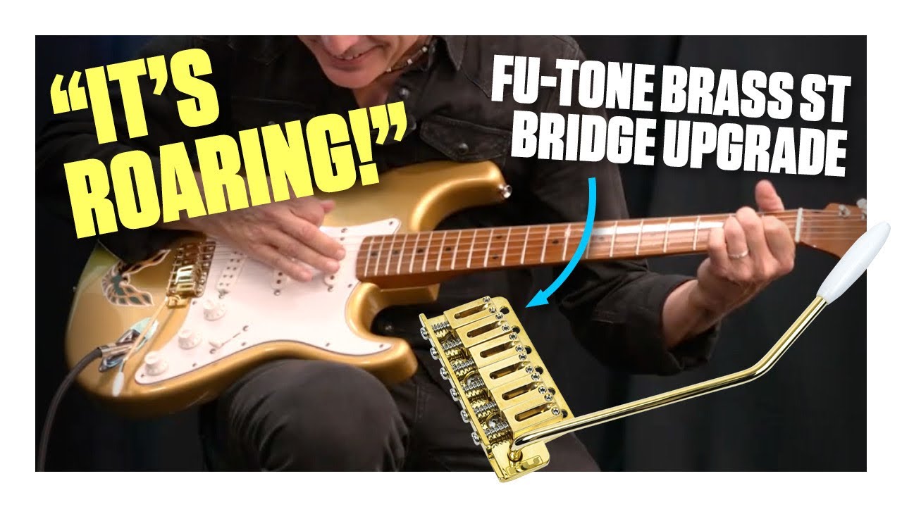 Brass Strat bridge upgrade from FU-Tone — demo by Paul Riario at GW HQ - YouTube