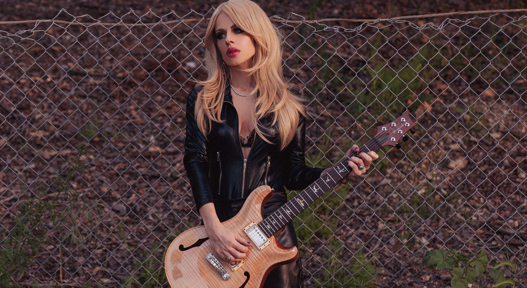 Orianthi plays a PRS Semi-hollow on the set of her new single, Some Kind Of Feeling