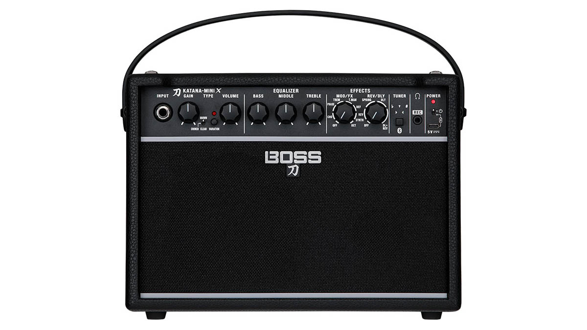 Boss Katana Mini-X: the new take-anywhere practice amp from Boss. Suitable for guitar or bass, it comes equipped with amp models and effects.