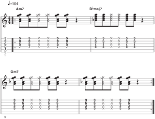 Phrygian mode rhythm guitar example