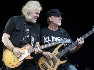 Randy Bachman (L) and Fred Turner of Bachman Turner live on stage at High Voltage Festival in London, on July 25, 2010.