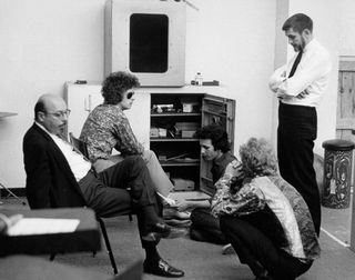 Ahmet Ertegun, guitarist Eric Clapton, producer Felix Pappalardi, drummer Ginger Baker and engineer Tom Dowd of the rock band 