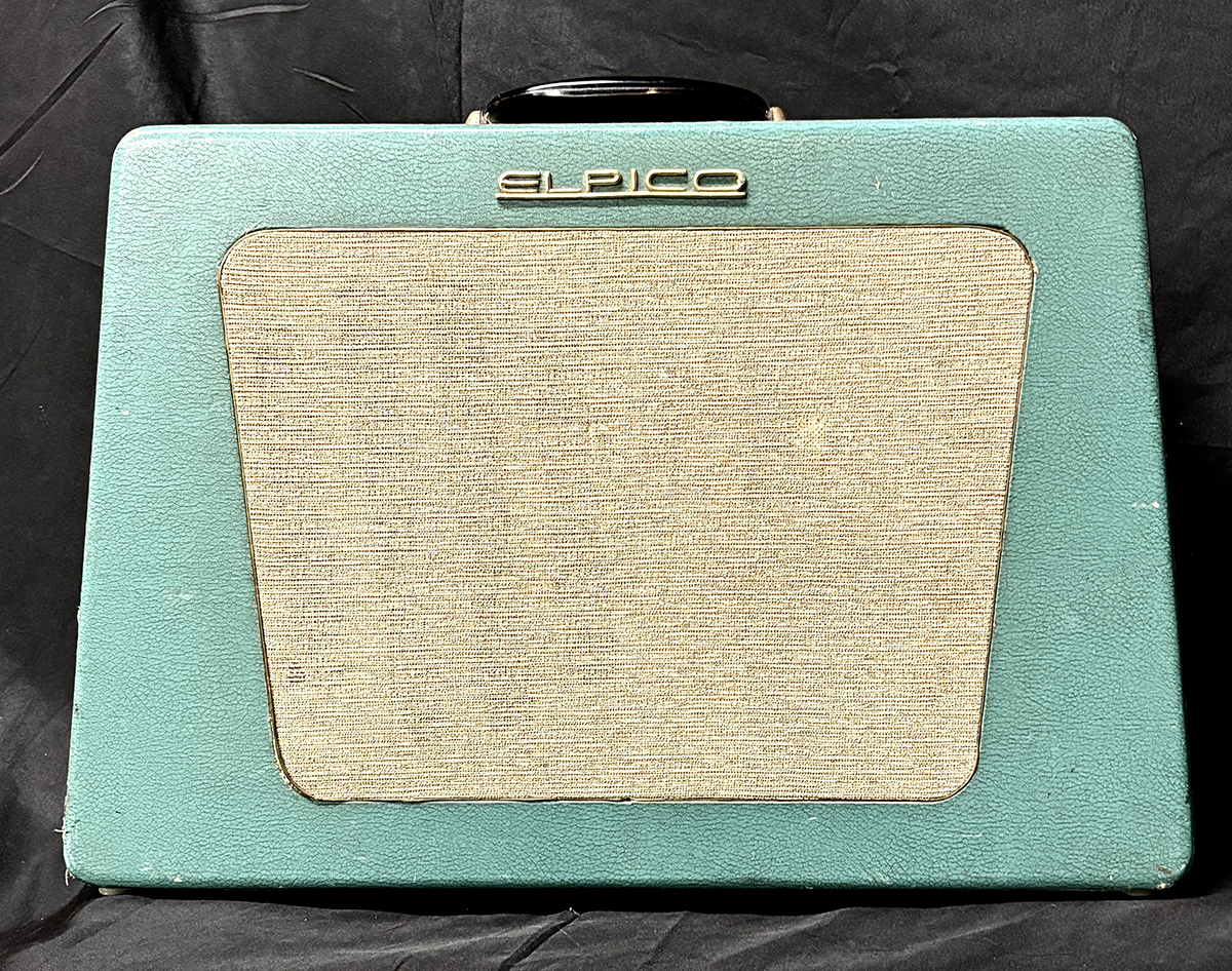 A photo showing an original Elpico AC55 combo. This photo was taken by and provided to Guitar Player by Mitch Colby for use with our review of his Colby Elpico AC55 1x12 combo.