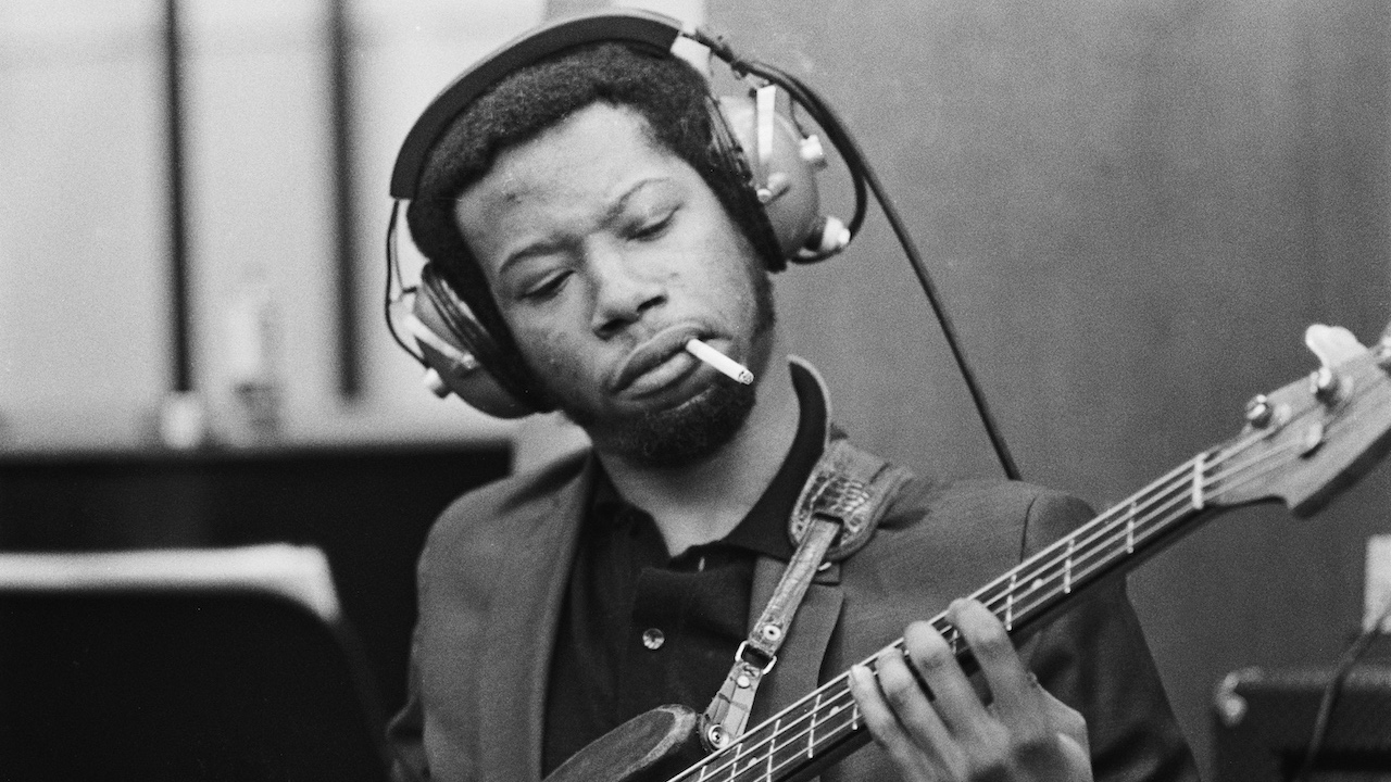 American bass guitarist Jerry Jemmott during the recording session of Aretha Franklin's studio version of song 'The Weight' which was included in Franklin's album 'This Girl's in Love with You' at Atlantic Studios, New York City, US, 9th January 1969.