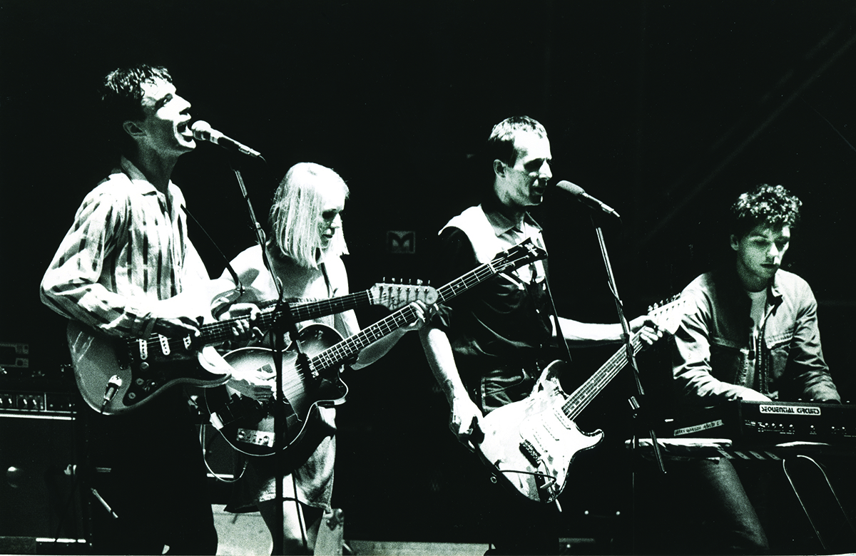 David Byrne, Tina Weymouth, Adrian Belew, Jerry Harrison, Talking Heads, Vorst Nationaal, Brussels, Belgium, 10/12/1980.