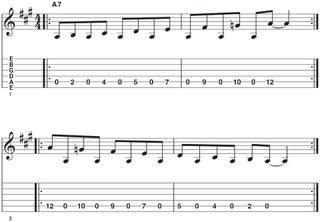 Mixolydian mode pedal exercise