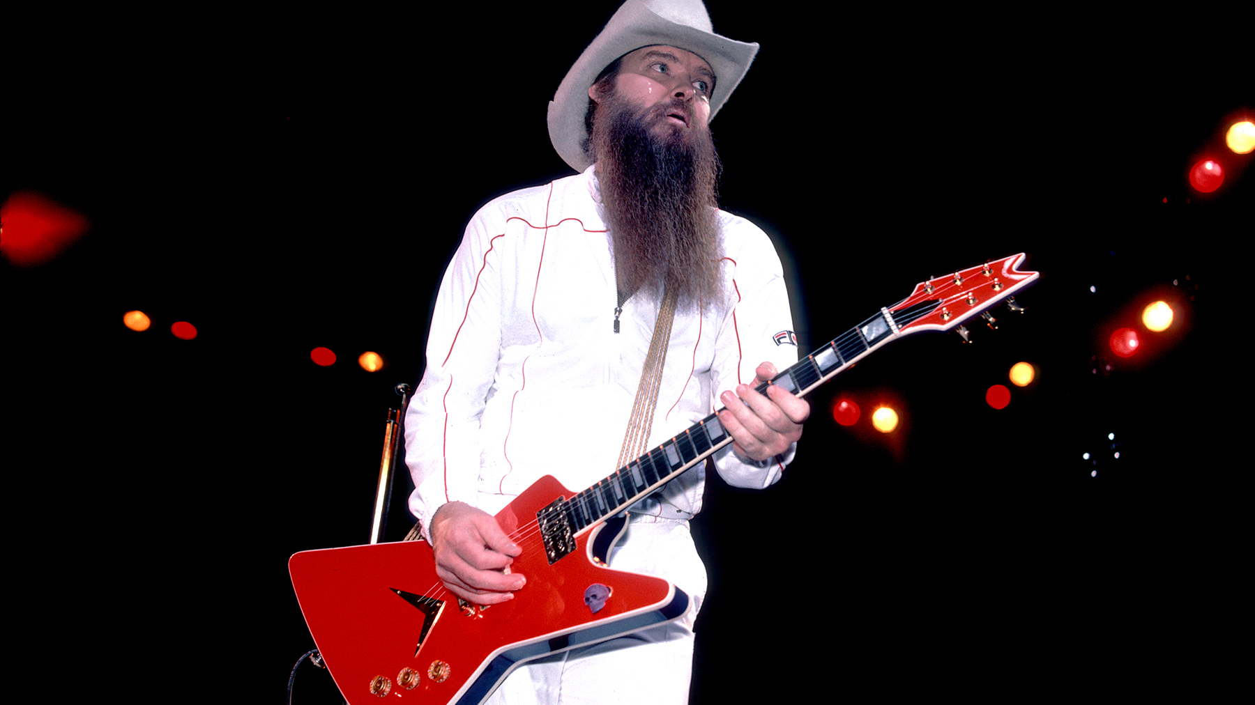 American Rock musician Billy Gibbons, of the group ZZ Top, performs onstage at the Metro Center, Rockford, Illinois, February 8. 1984.