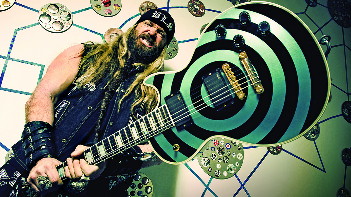Zakk Wylde with a Gibson Les Paul Bullseye Custom electric guitar at the Colston Hall, Bristol, February 23, 2011.