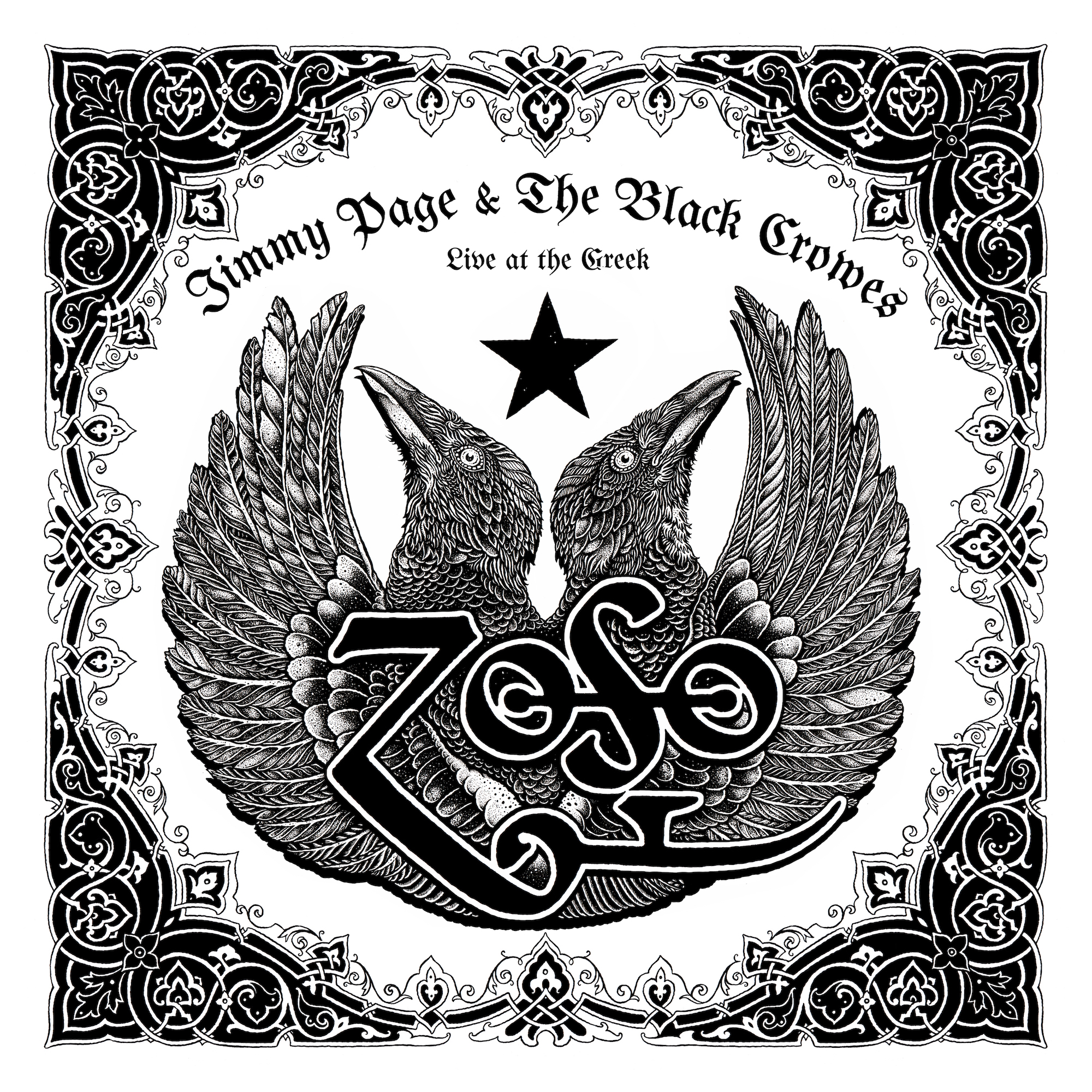 The cover of the forthcoming reissue of the Jimmy Page/Black Crowes live album, Live at the Greek