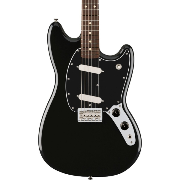 The body of a Fender Player II Mustang electric guitar