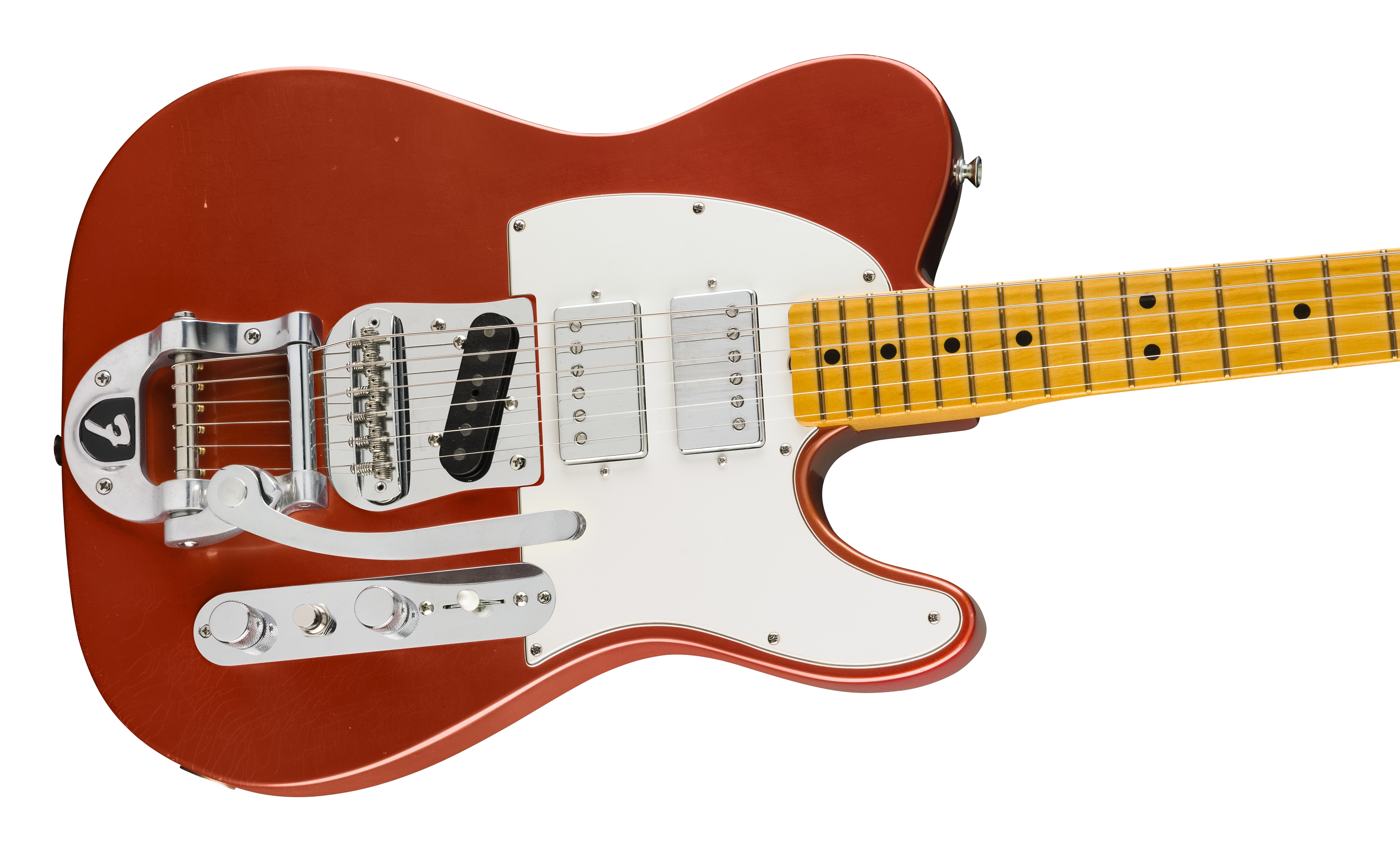 A photo detail of the Fender Stories Collection Mike Campbell “Red Dog” Telecaster