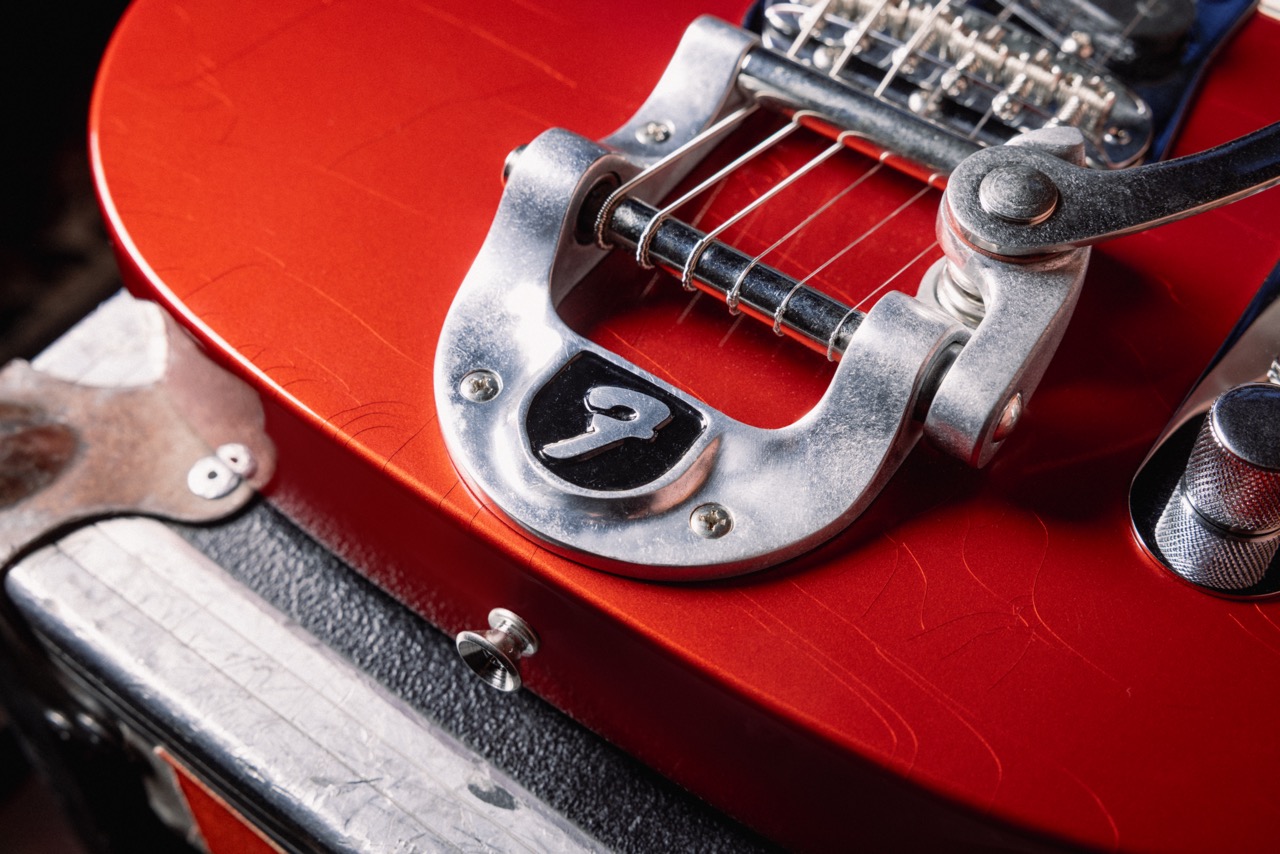 A photo detail of the Fender Stories Collection Mike Campbell “Red Dog” Telecaster