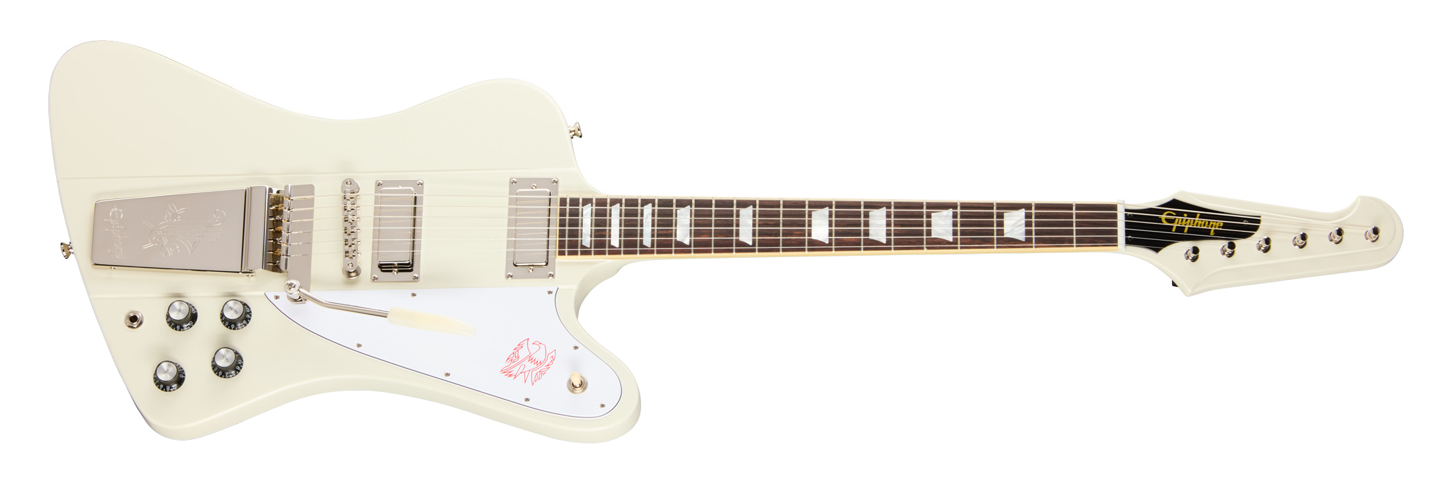 Epiphone Inspired By Gibson Custom 1963 Firebird V Reissue With Maestro Vibrola Polaris White