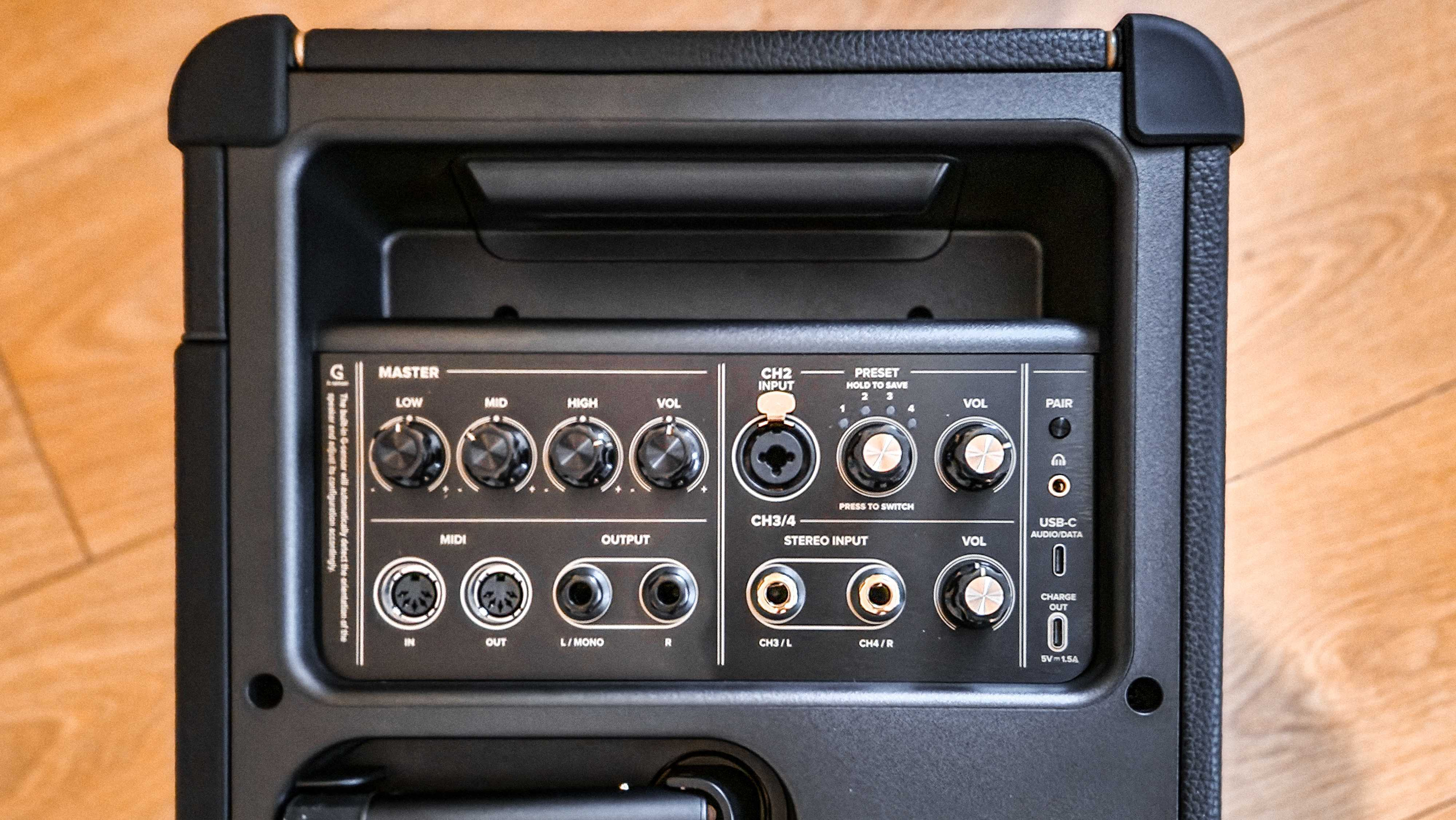 The rear controls of the Positive Grid Spark Live
