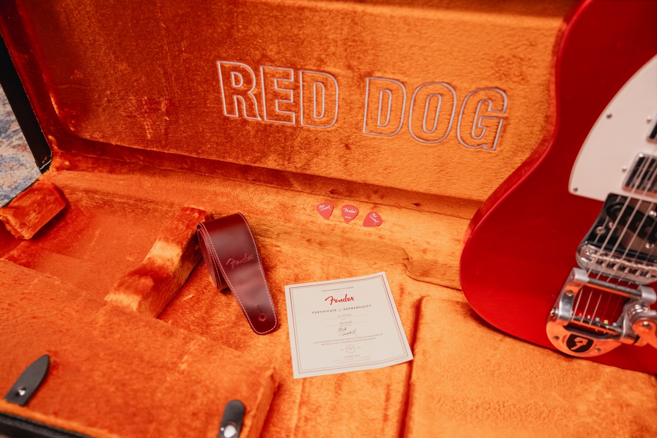 A photo detail of the Fender Stories Collection Mike Campbell “Red Dog” Telecaster