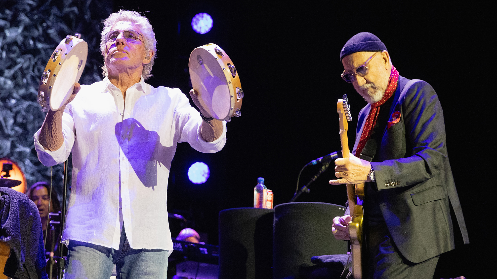 LONDON, ENGLAND - JULY 12: (L-R) Roger Daltrey and Pete Townshend of The Who perform at The O2 Arena on July 12, 2023 in London, England.