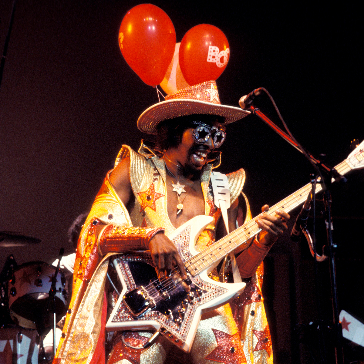 Bootsy Collins performing live on stage with his Space Bass