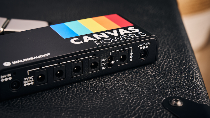 Various angles of the Walrus Audio Canvas series of power supplies