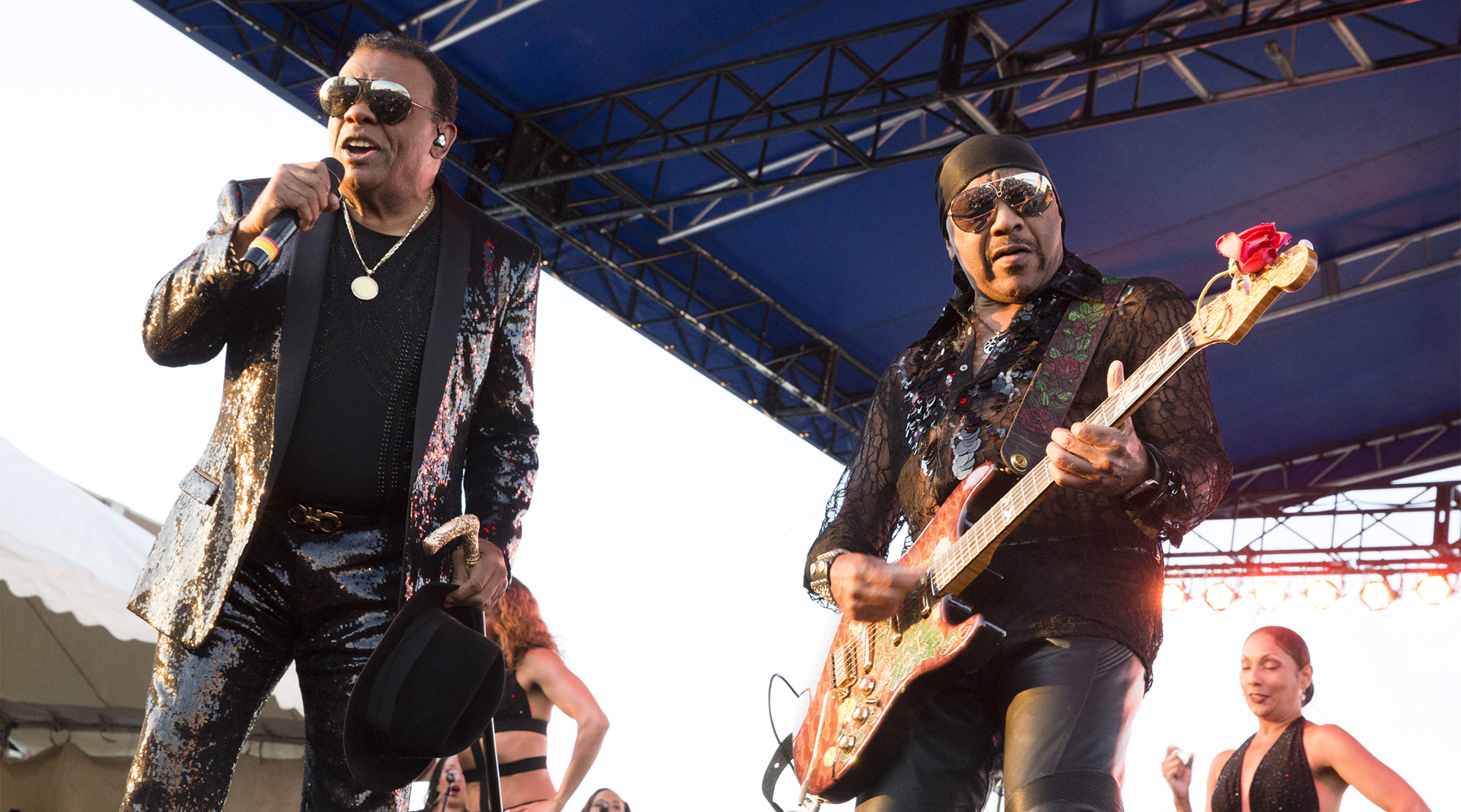 Ronald Isley (L) and Ernie Isley (R) perform during Detroit River Days 2017 at the Detroit Riverfront on June 23, 2017 in Detroit, Michigan.