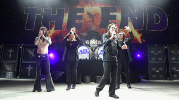 (from left) Tommy Clufetos, Geezer Butler, Ozzy Osbourne, and Tony Iommi perform onstage as Black Sabbath on