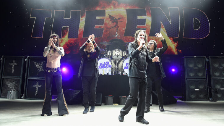 (from left) Tommy Clufetos, Geezer Butler, Ozzy Osbourne, and Tony Iommi perform onstage as Black Sabbath on