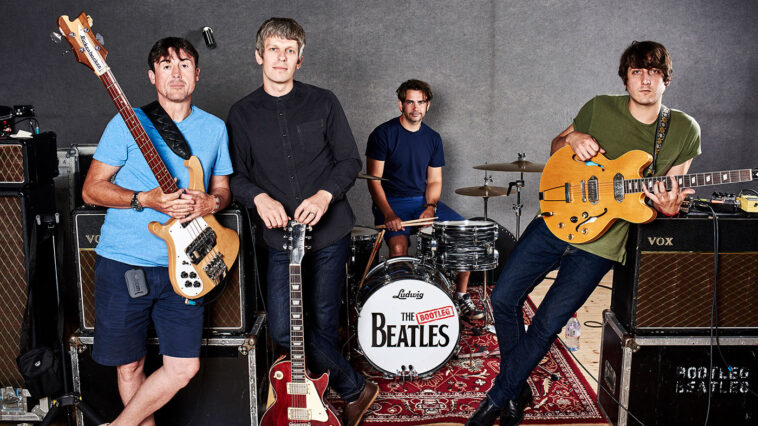 The Bootleg Beatles in their civvies, including the departing Macca, Steve White