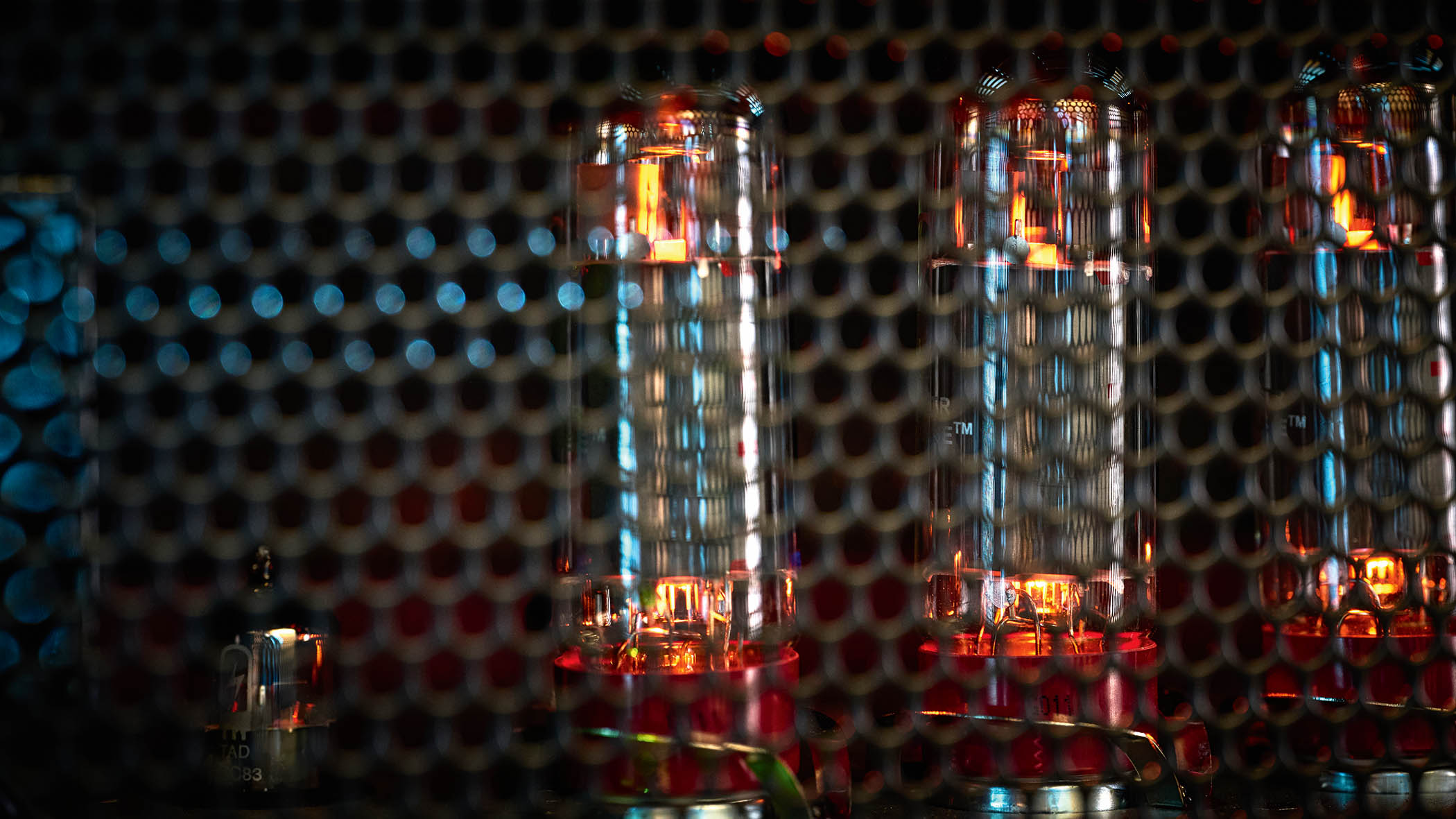 Doug Aldrich's signature amp, the Blackstar DA100, is photographed in moody low-light situations.