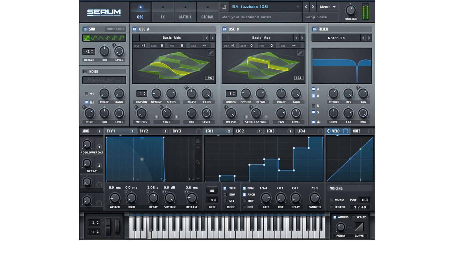 The whole Serum interface is alive with animated visualisations that make it easy to see what's modulating what