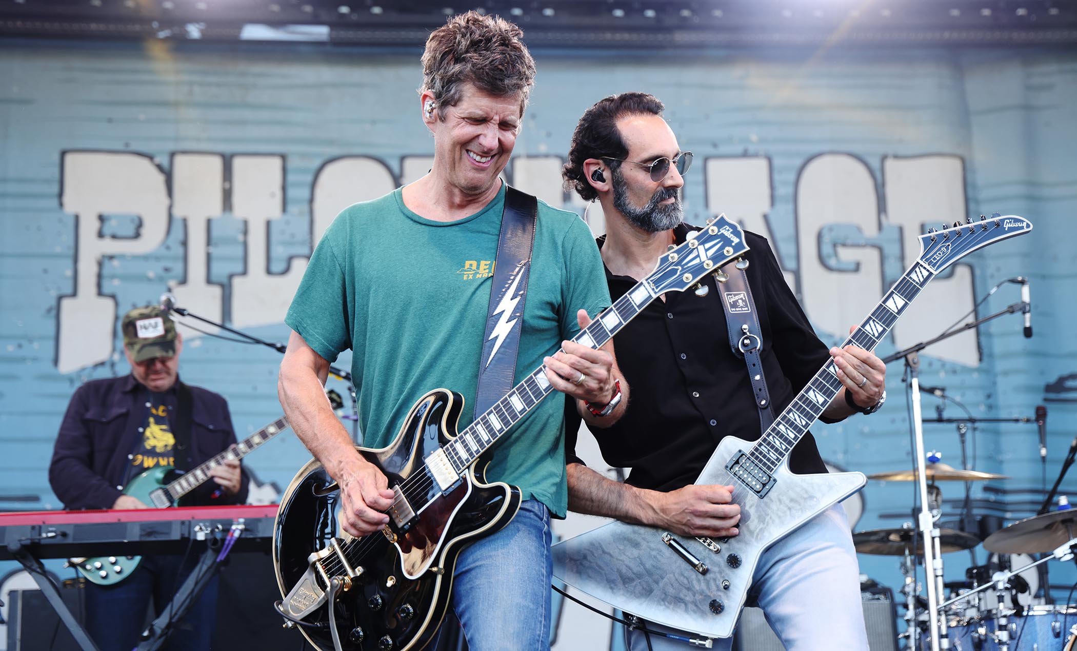 Gibson CEO Cesar Gueikian performs with Better Than Ezra at the&nbsp;2025 Pilgrimage Music &amp; Cultural Festival. He plays CEO#9, the Ghost Burst Explorer Custom he built himself.