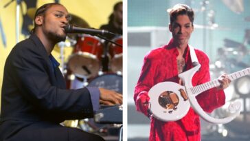 “Directly in front of his keyboard setup was the iconic symbol guitar. He glances at me and gestures towards it. I thought to myself, 'No way! I’m not going near that!'": D’Angelo was so captivated by Prince that he declined to play the legendary guitar during their one shared performance.]