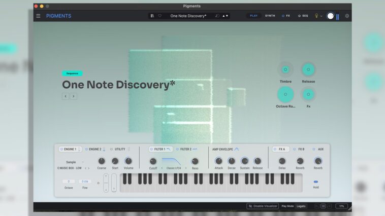 “Easily understand tone, timbre, and intent of each preset”: Arturia Pigments 7 introduces a dynamic UI with in-app tutorials, allowing sound visualization.]
