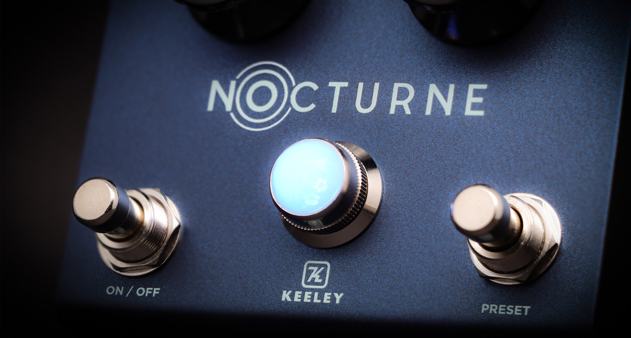 Keeley Electronics Nocturne: this new stereo reverb is the latest signature pedal for Andy Timmons and has a dark metallic blue enclosure with a similar control surface to his Halo Core pedal.
