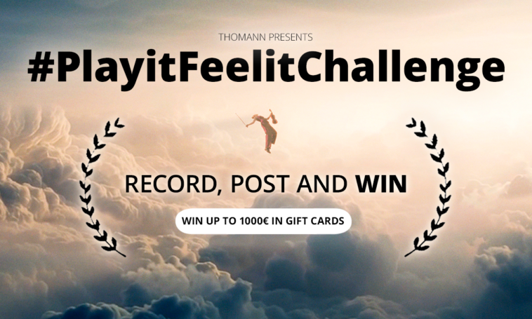 Thomann's "Play It. Feel It." challenge invites musicians to reimagine the theme from its latest short films for a chance to win prizes totaling up to €1000.]