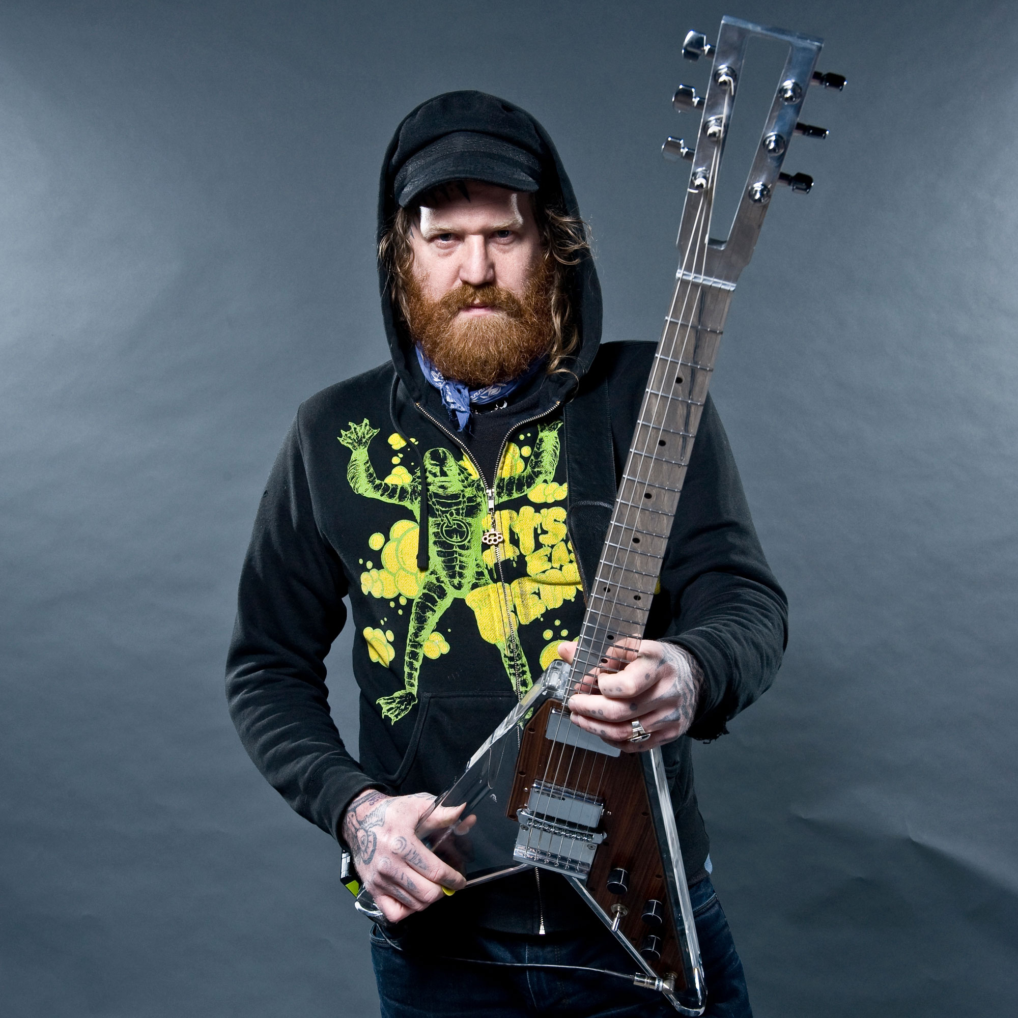 Brent Hinds of Mastodon backstage at the O2 Academy in Bristol, England on February 5, 2012