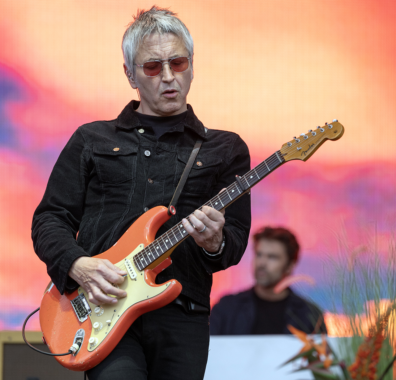 Gem Archer of Noel Gallagher's High Flying Birds performs at Warwick Castle on July 21, 2024 in Warwick, England.
