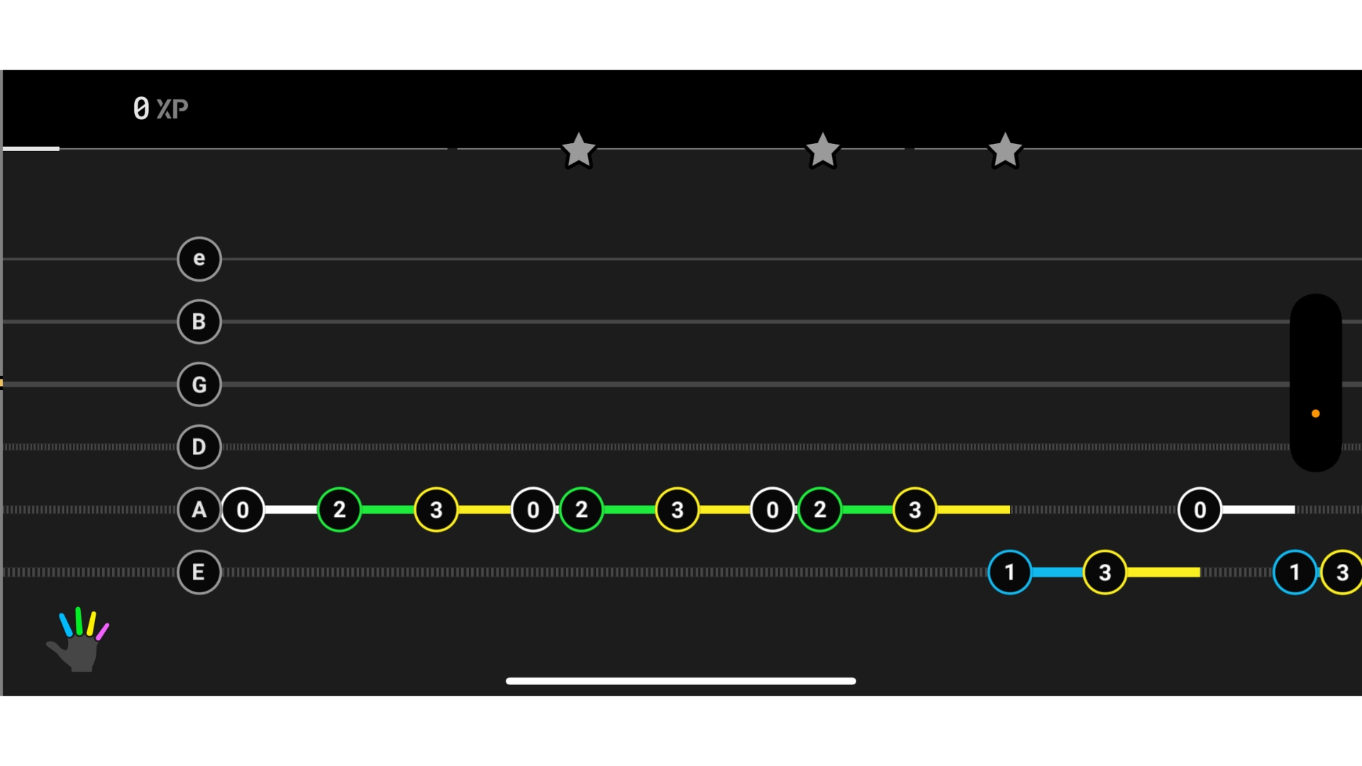 The tablature view in the Gibson guitar lesson app