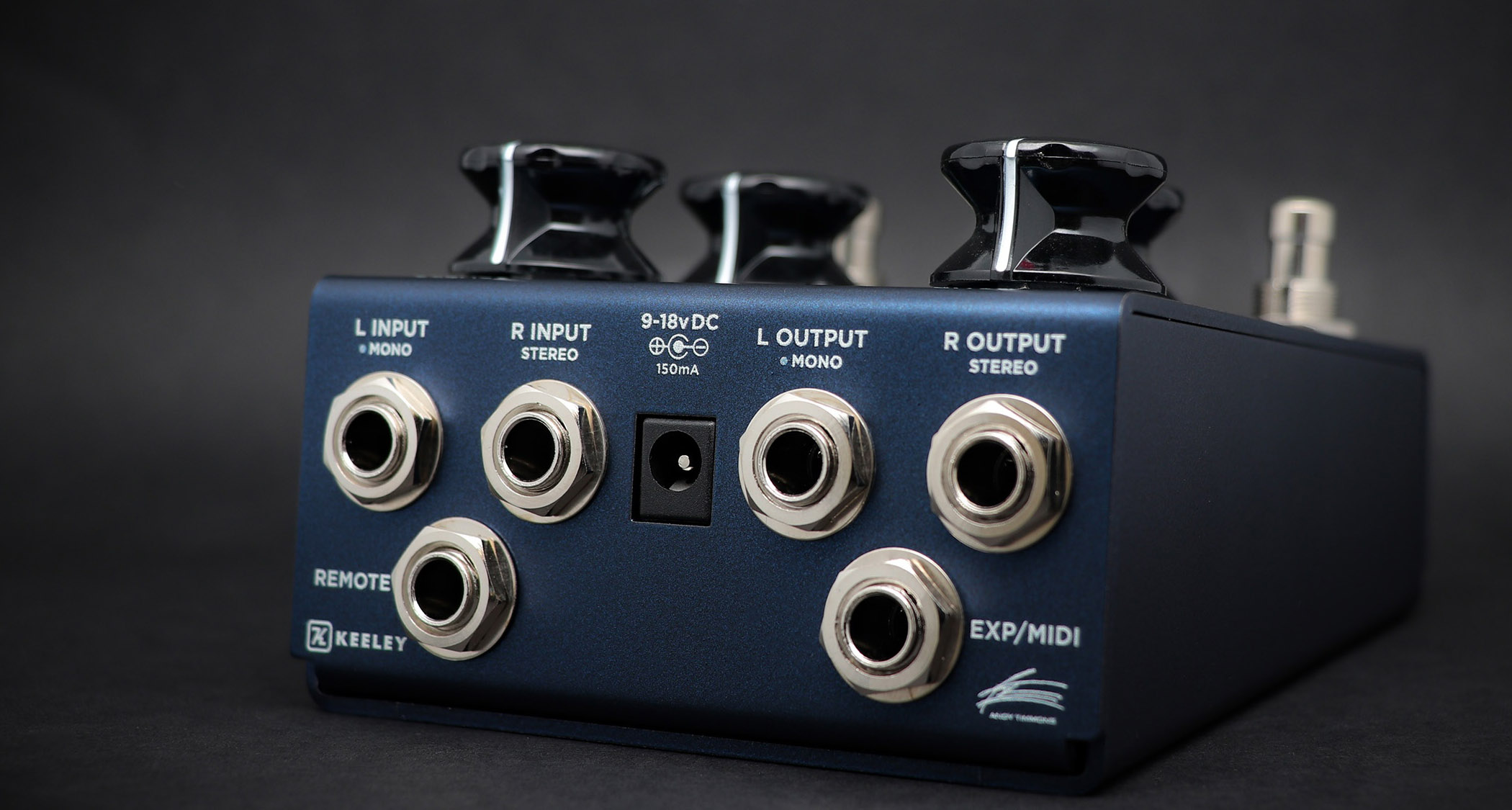 Keeley Electronics Nocturne: this new stereo reverb is the latest signature pedal for Andy Timmons and has a dark metallic blue enclosure with a similar control surface to his Halo Core pedal.