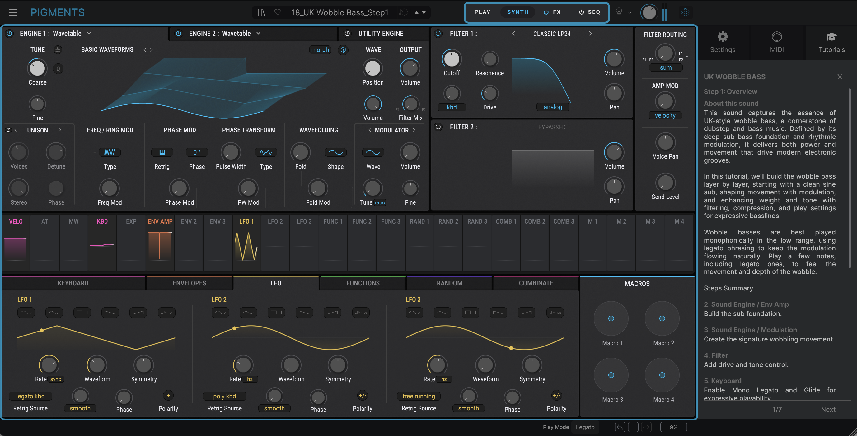 Arturia Pigments 7 in-app tutorials