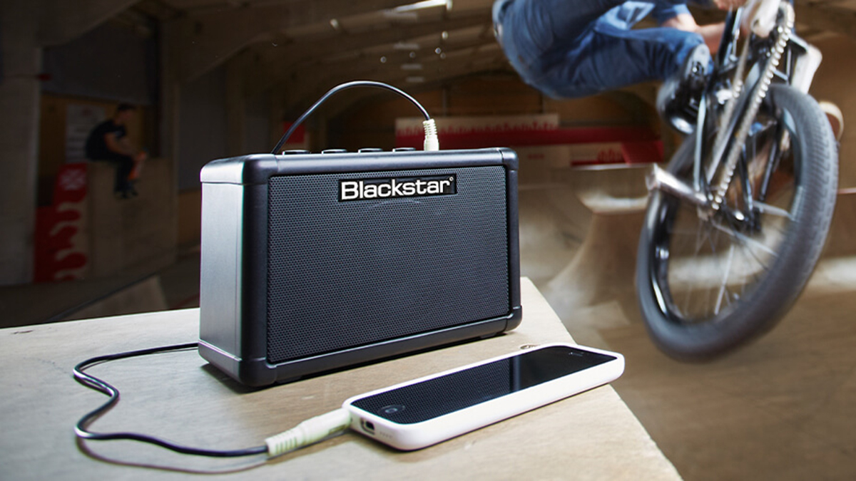 Blackstar Fly 3 mini amp in a skate park