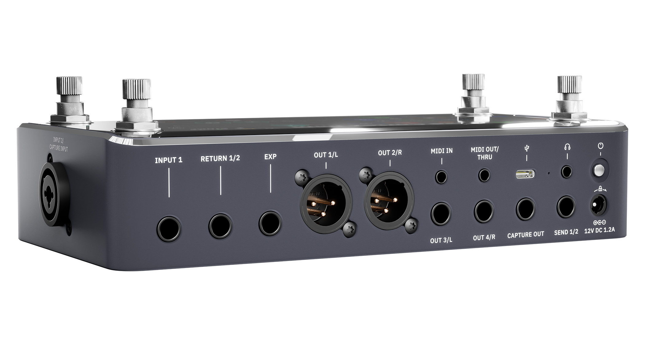Neural DSP Quad Cortex mini: it still has the same four rotary footswitches, the 7" touchscreen, but it's more than 50 per cent smaller than Neural's game-changing original amp modeller.