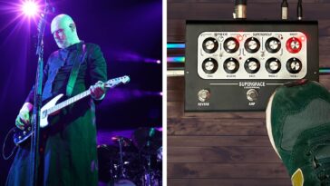 "Allow the everyday guitarist to experience my live setup and signature tone valued at hundreds of thousands. Billy Corgan and Laney Amplification introduce the ultimate Smashing Pumpkins amp-in-a-box pedal."]