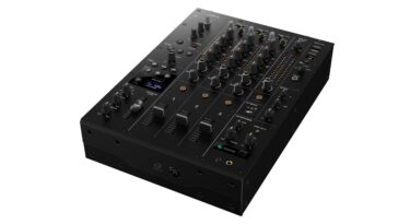 AlphaTheta’s DJM-V5 offers a smaller, budget-friendly version of its premium V10 DJ mixer, featuring enhanced effects that facilitate innovative performance styles.]