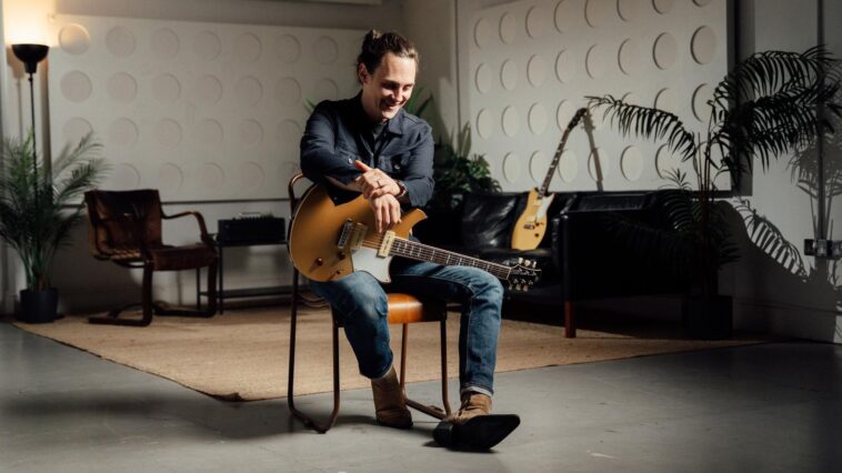 "Chris Buck describes the custom P90-style pickups in his new signature Yamaha Revstar as the most authentic link between the guitar's acoustic resonance and its electric sound."]