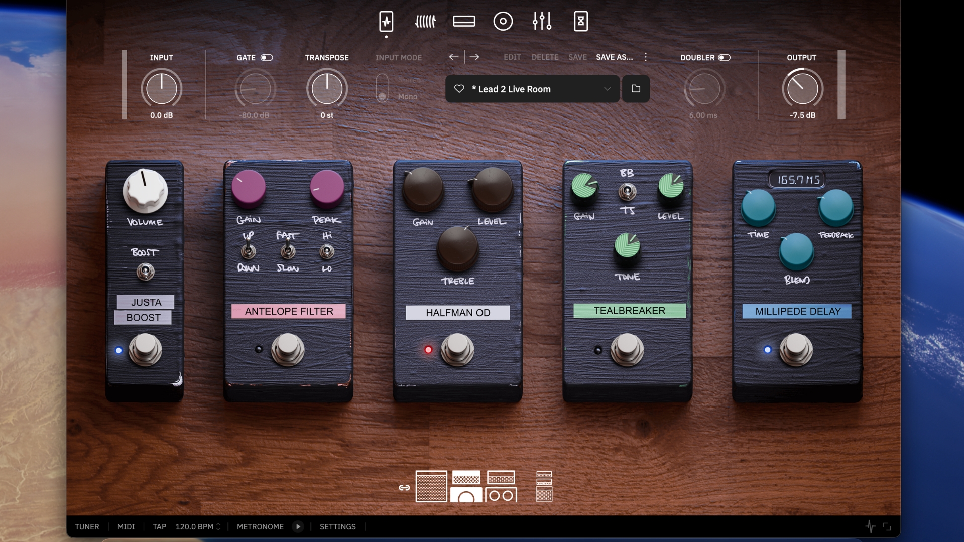 The pre-fx section of the Neural DSP Archetype John Mayer X guitar plugin