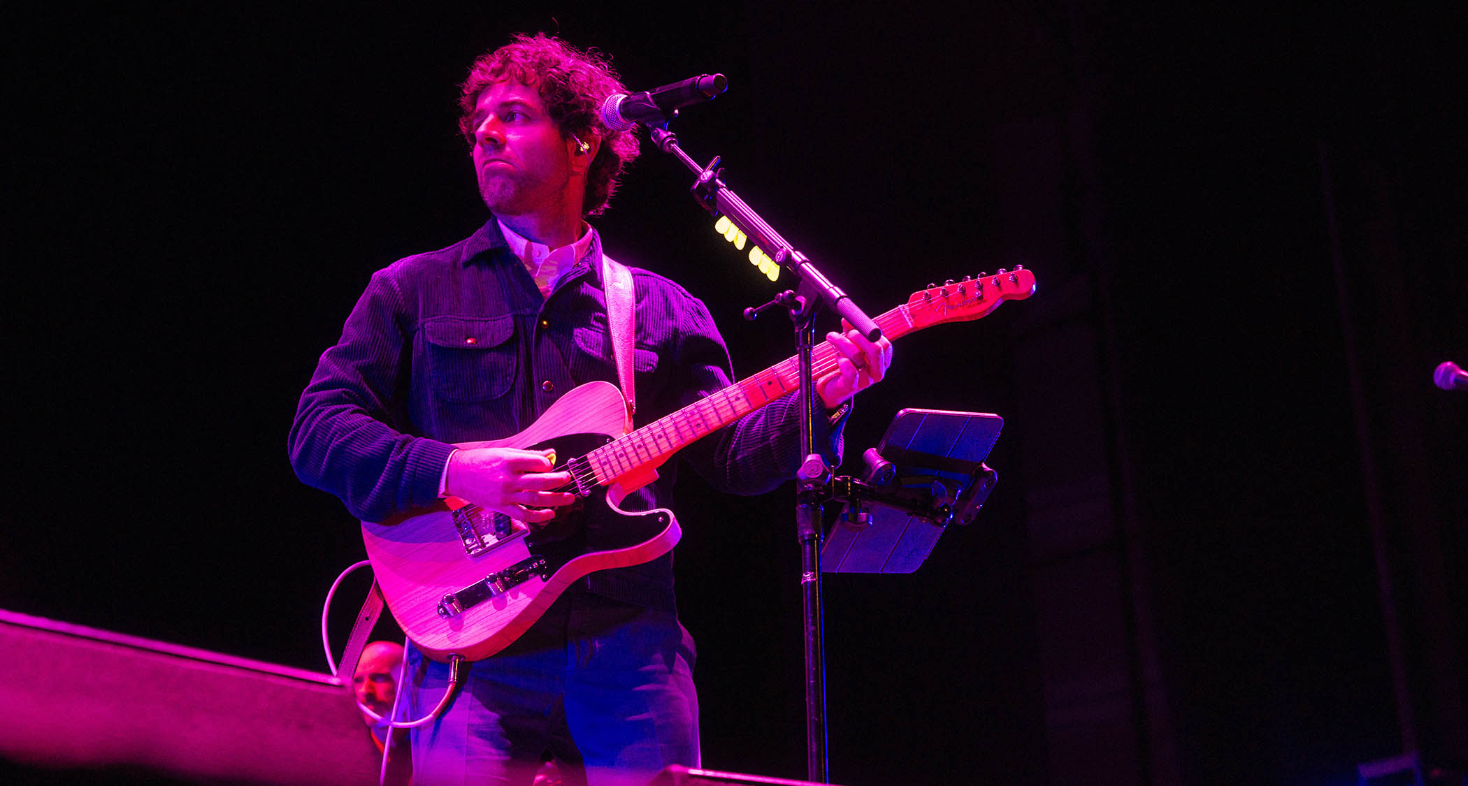 Taylor Goldsmith of Dawes playes the one-of-one Altadena Telecaster at a benefit concert for those affected by the LA wildfires