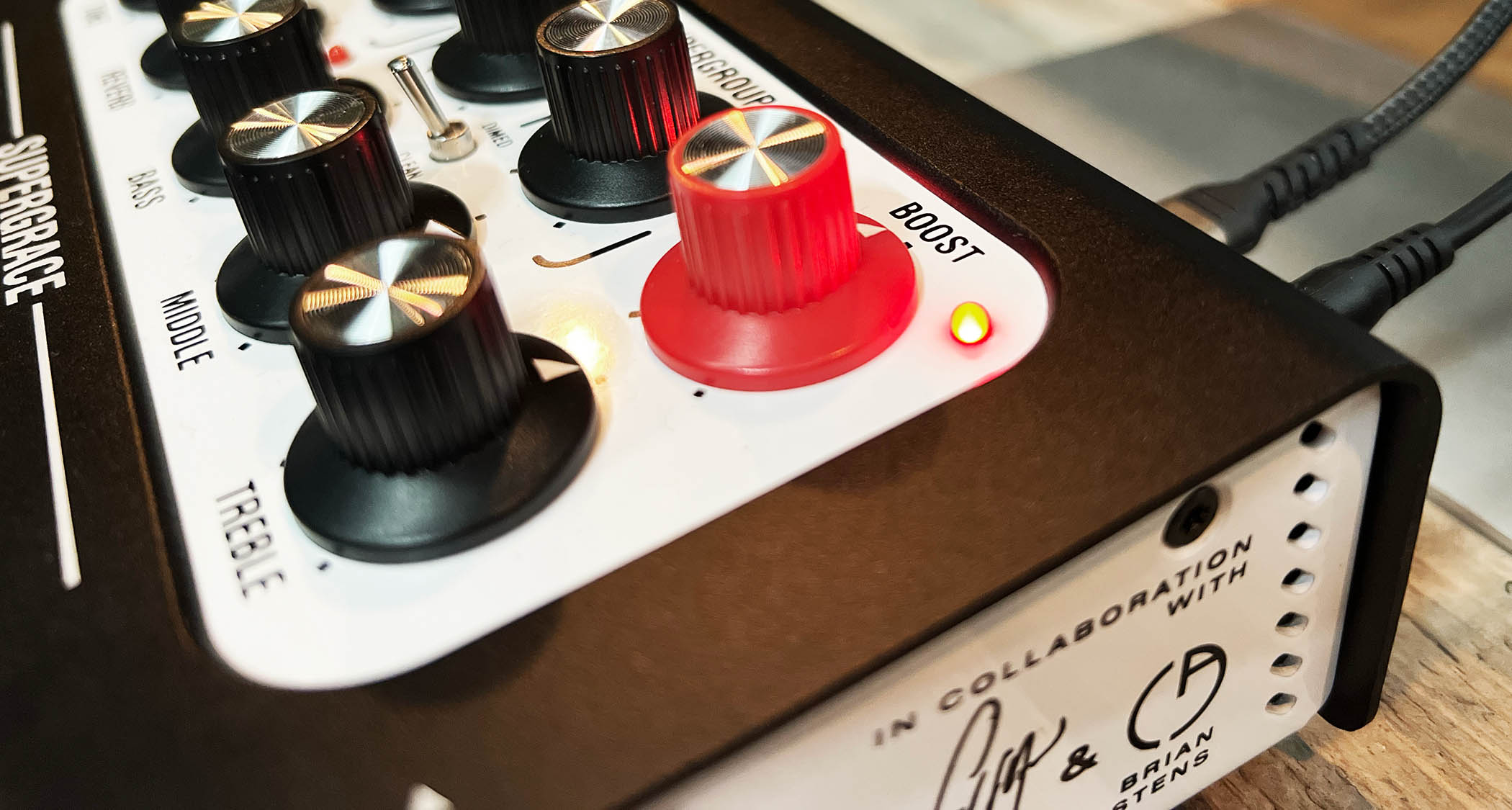 Laney x Brian Carstens Billy Corgan Supergrace: the new collab between Laney and Carstens Amps pairs one channel from the Smashing Pumpkins' frontman's signature amp with a Laney Supergroup and puts them altogether in one pedal.