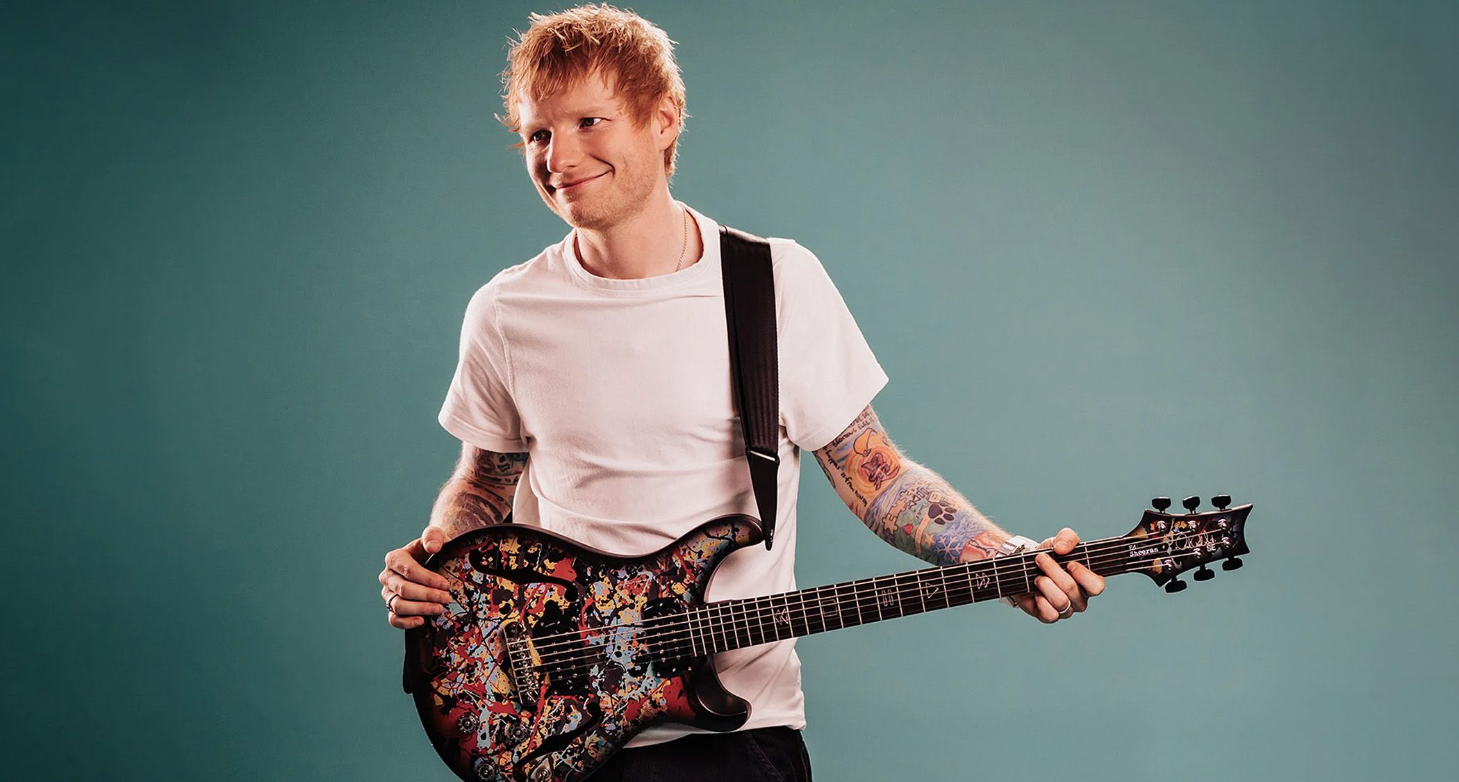 “Maintaining a Steady Flow: PRS and Ed Sheeran Collaborate on SE Hollowbody Piezo Baritone, Showcasing the Pop Superstar's Art”]