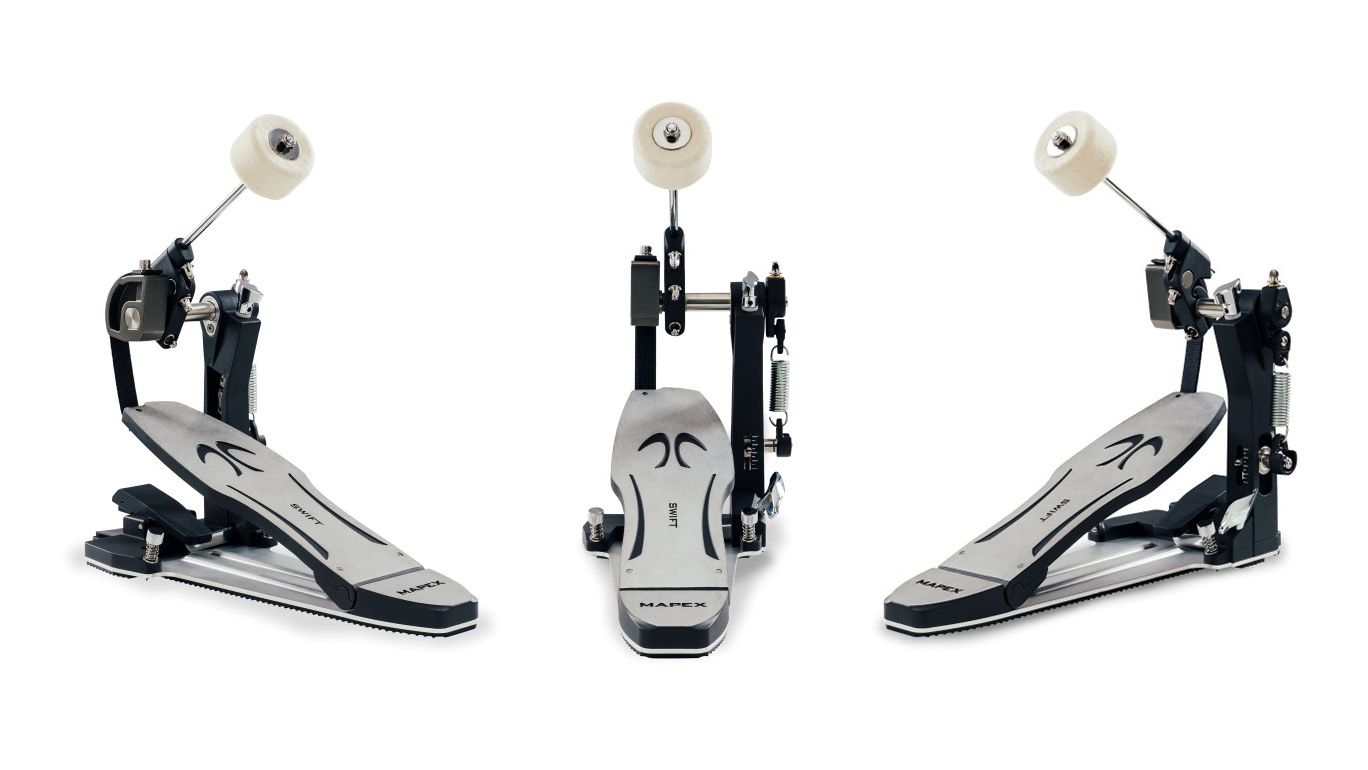Mapex focuses on ease of use and quick performance with the Design Lab Swift belt-drive bass drum pedal.]