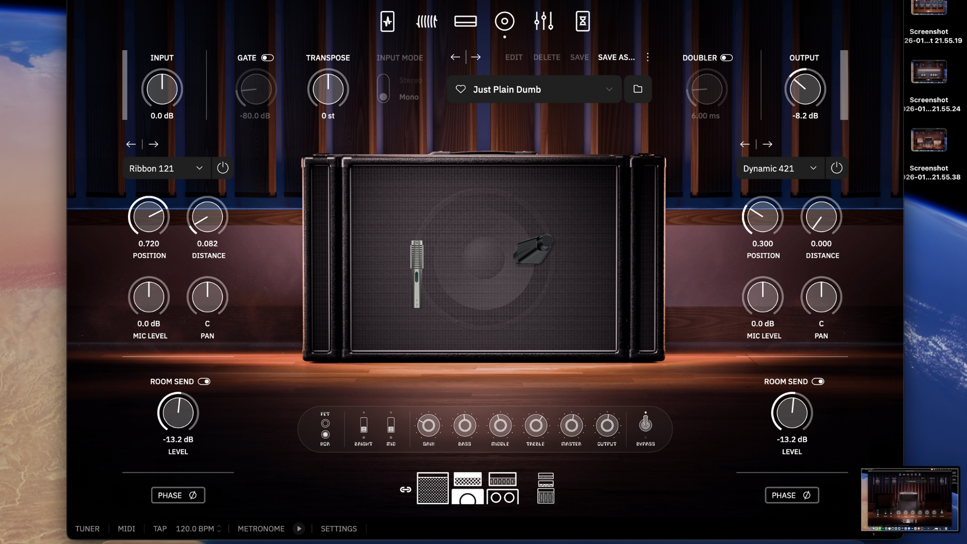 The cabinet section from the Neural DSP Archetype John Mayer X guitar plugin