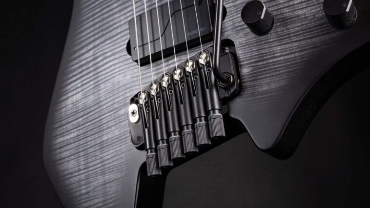 "Reimagining Movement, Stability, and Reaction": Strandberg’s innovative Arc TILT tremolo is crafted to enhance a more intuitive, expressive, and inspiring playing experience.]